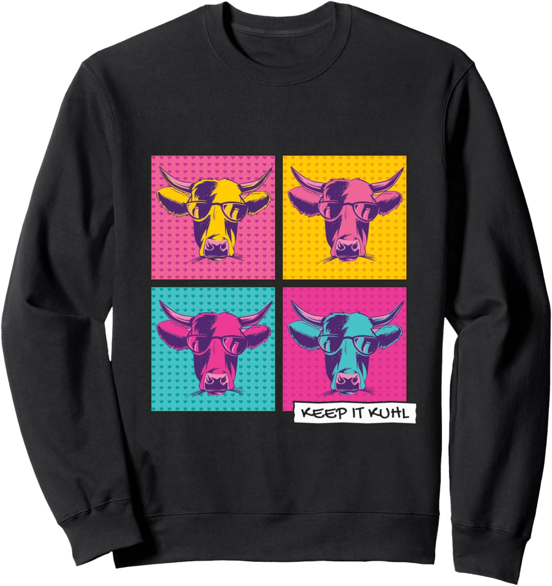 Kuh Kuhl Kühe Sonnenbrille Pop Art Bauern Cowboy Cowgirl Sweatshirt