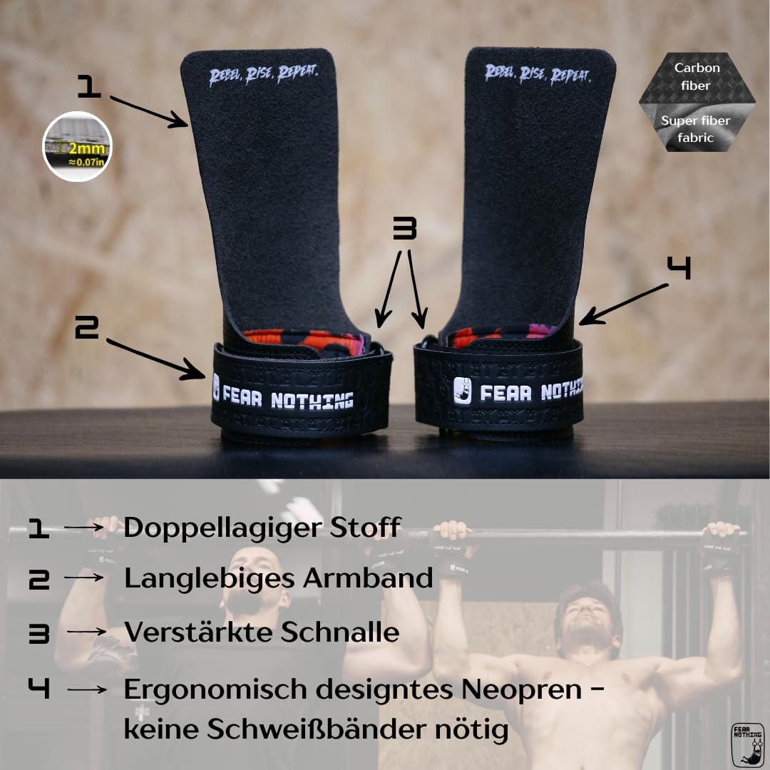 FEAR NOTHING Grips für Functional Training WODs, Handschuhe für Gewichtheben, Gymnastik Handschutz,