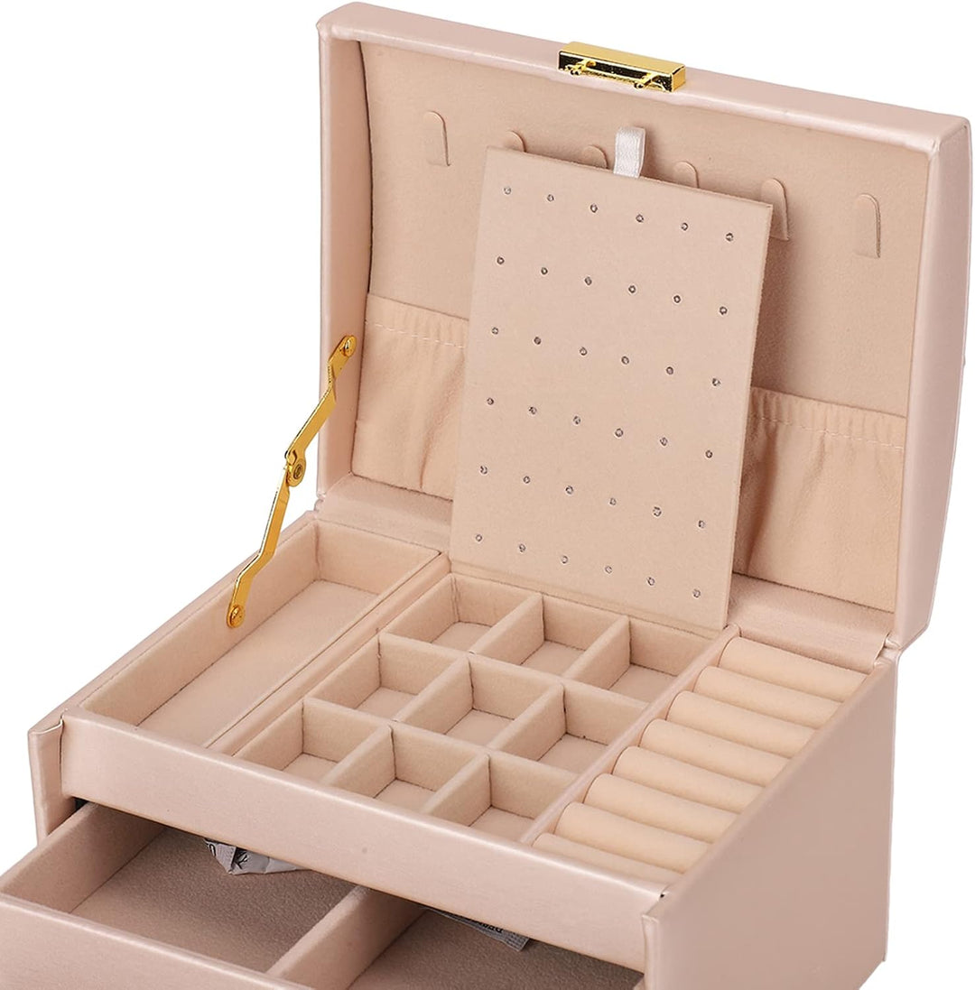 Juwelier Organizer Box, 3 Schichten Stauraum, PU -Ledermaterial mit Wichtigen Kleinen Schmuckschacht
