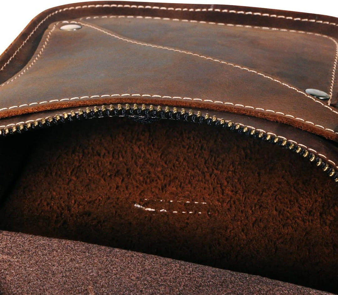 Le'aokuu Herren Leder Motorrad Hüfttasche Messenger Schulter Drop Leg Bag B9326 0 Braun, B9326 0 Bra