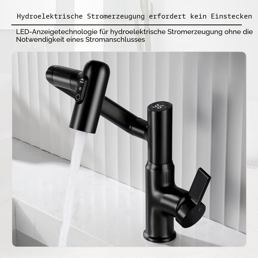 Smart Temperature Bathroom Wasserhahn, Einhebel-Badezimmer-Wasserhahn, Waschbeckenarmatur, Küchenarm