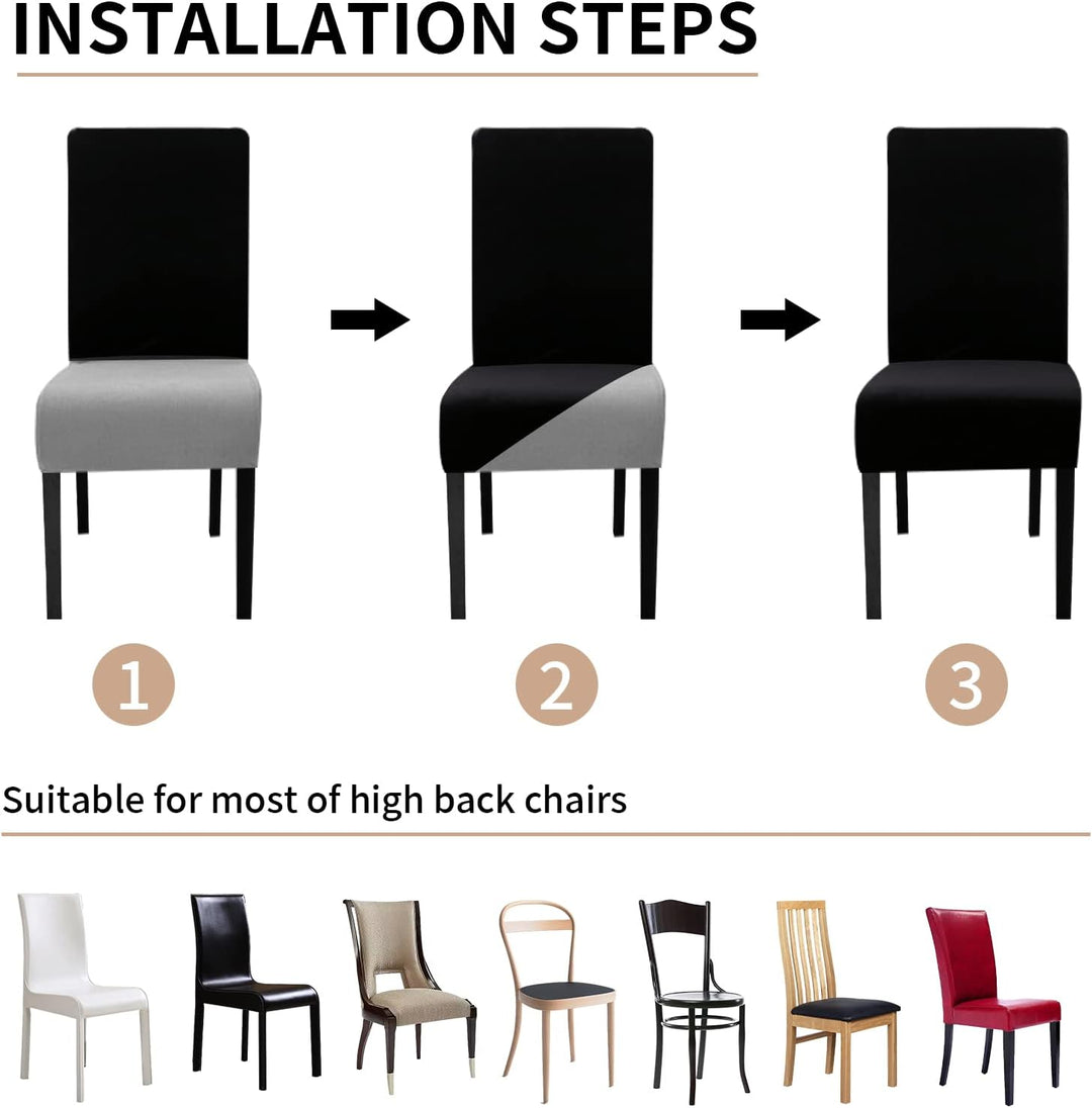 Lydevo Stuhlhussen XL 6er Set Stretch Stuhlhussen Schwingstühle XL für Esszimmerstühle Spandex Unive
