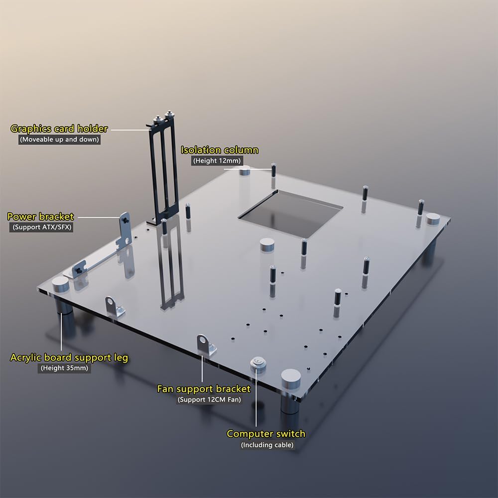 DALAIBUKESI DIY Gaming Computer Open Case Acryl Open Chassis Rack Support Motherboards ATX M-ATX ITX