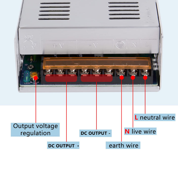 ANGEEK 48V 12.5A 600W DC Schaltnetzteil AC 110V/220V auf DC-48V Netzteil, Transformator mit konstant