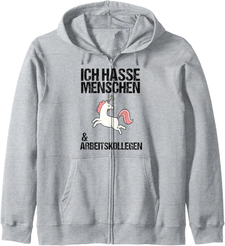 Ich hasse Menschen & Arbeitskollegen Einhorn Geschenk Kapuzenjacke
