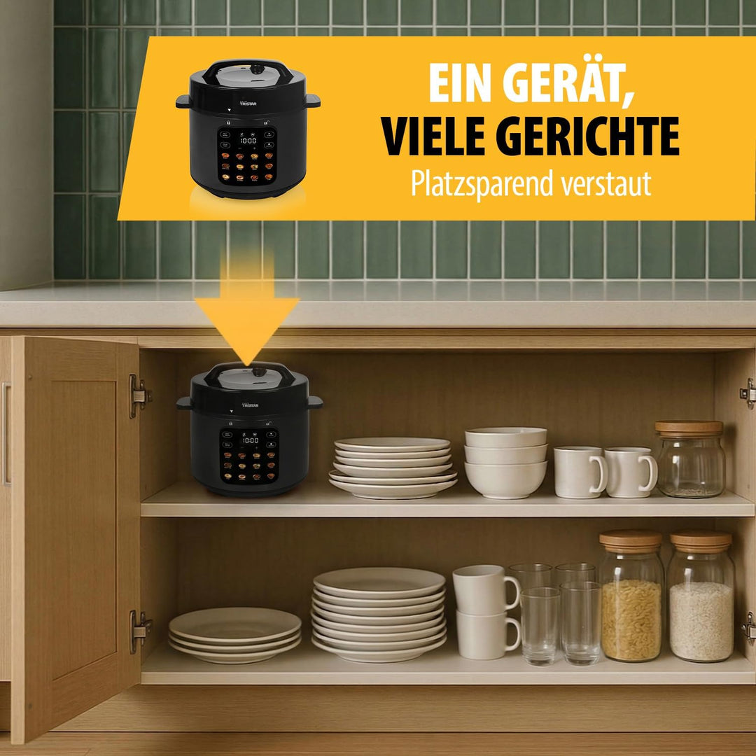Tristar Elektrischer Schnellkochtopf, 6 l Fassungsvermögen, 1000 W Leistung, Mehrstufige Sicherheits