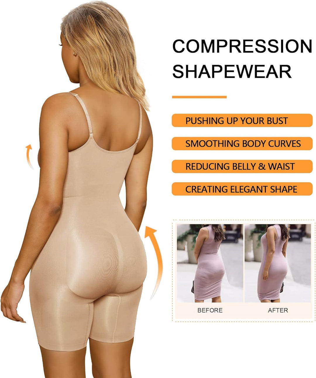 SHAPERX Shapewear Damen Figurformender Body Shaper Bauchweg Formende Bodys Abnehmen Shaping Bodysuit