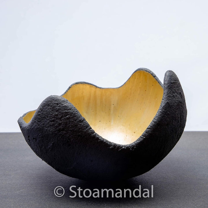 Lichtschale hellgold - M (20cm) - Beton schwarz - grau - Unikat handmade - Geburtstagsgeschenk - Hoc