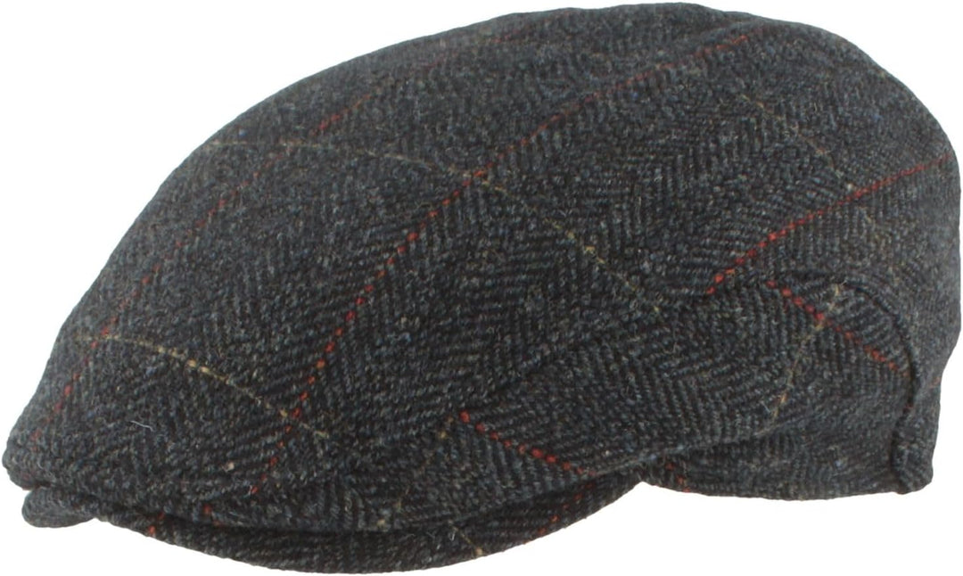 Breiter Herren Winter Schiebermütze mit Ohrenklappen Flatcap Schirmmütze 100% Wolle mit ausklappbare
