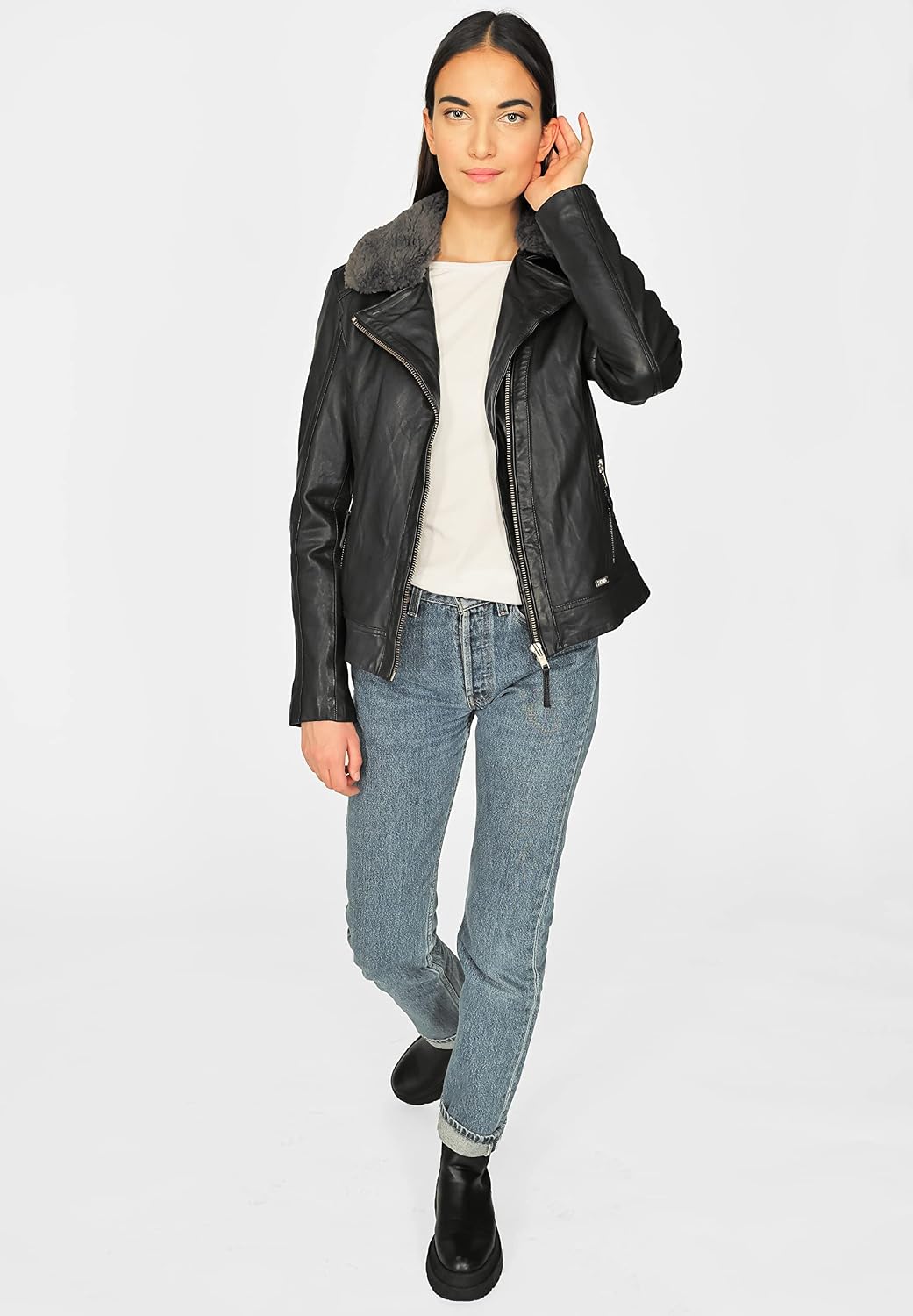 MUSTANG Damen Lederjacke 3102136 XL Schwarz, XL Schwarz