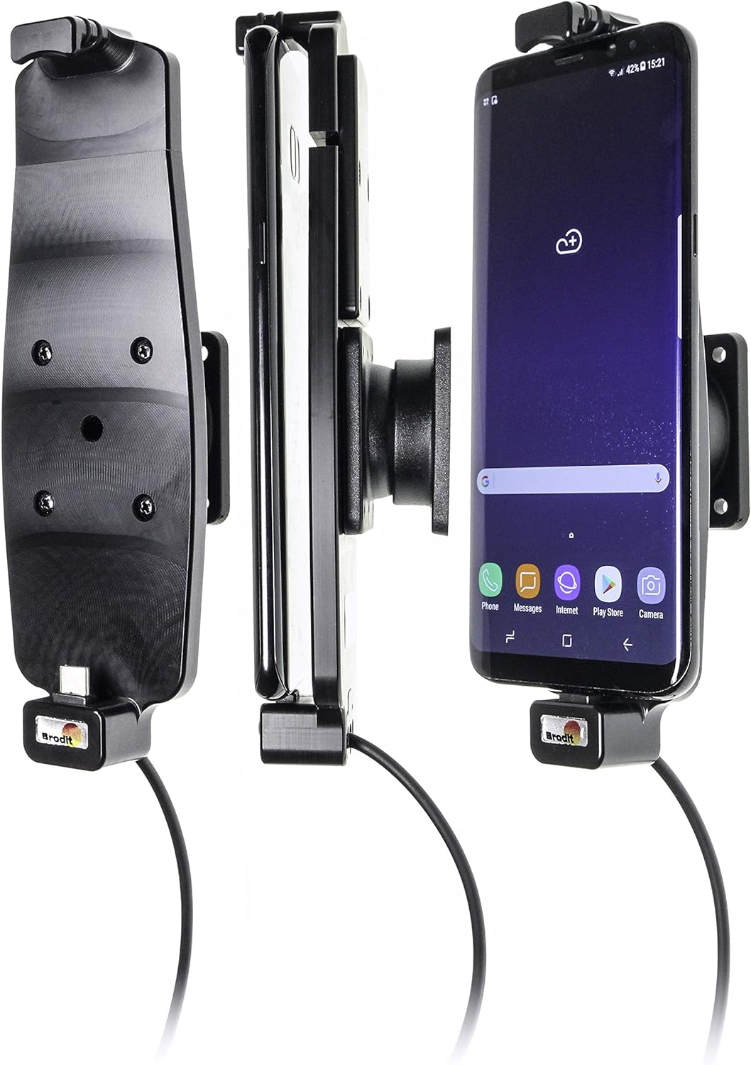 Brodit Gerätehalter 521965 | Made IN Sweden | mit Ladefunktion für Smartphones - Samsung Galaxy S10+