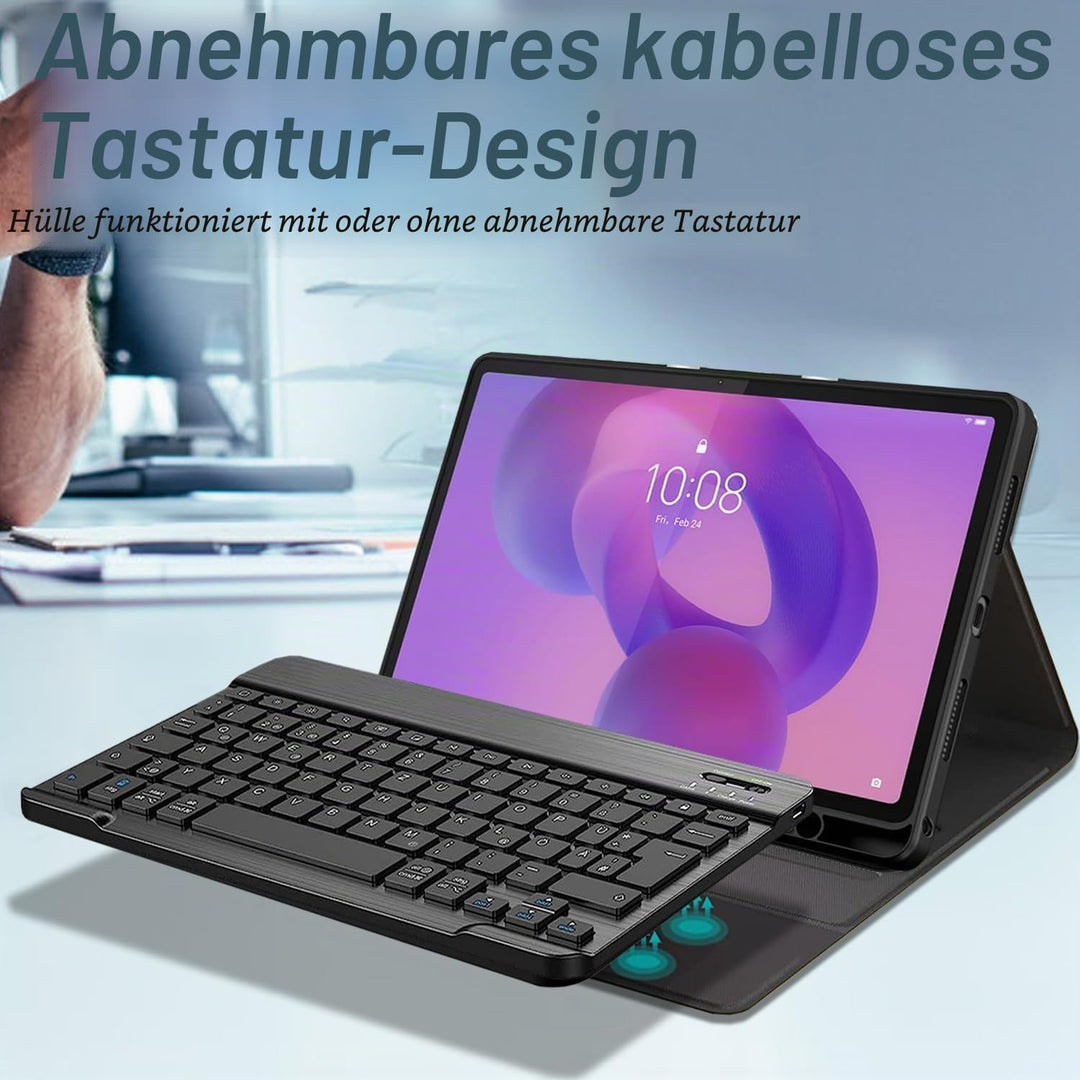 Tastatur Hülle für Lenovo Idea Tab 11 Zoll Tablet 2025 / M11 11 Zoll 2024, 9H Härte Schutzfolie, Sli