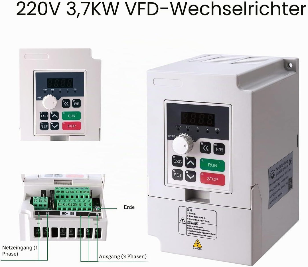 CNC-Spindelmotor-Kits, 220V 3KW 100mm wassergekühlter Spindelmotor CNC-Motor +220V 3.7KW VFD+Clamp M