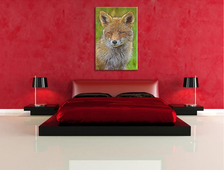 schöner Fuchs Spezial Format: 100x70 cm auf Leinwand, XXL riesige Bilder fertig gerahmt mit Keilrahm