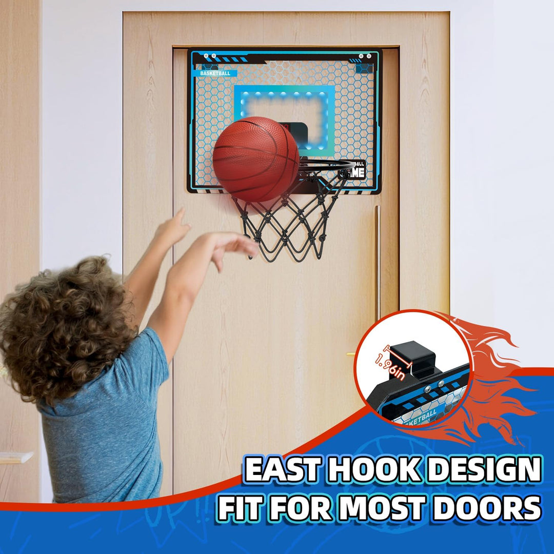 Basketballkorb Indoor Kinder, Led-Licht Mini Basketballkorb fürs Zimmer Mit 3 Bällen & Elektronische