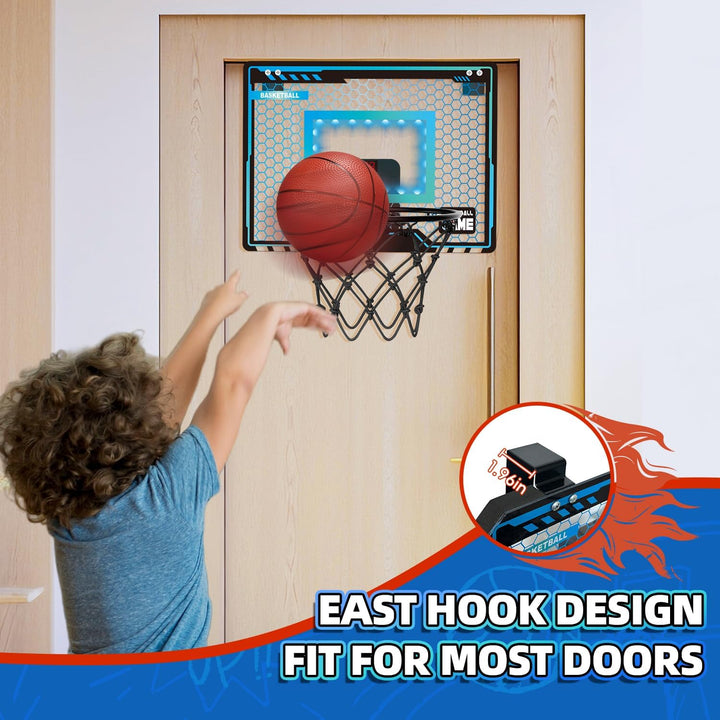Basketballkorb Indoor Kinder, Led-Licht Mini Basketballkorb fürs Zimmer Mit 3 Bällen & Elektronische