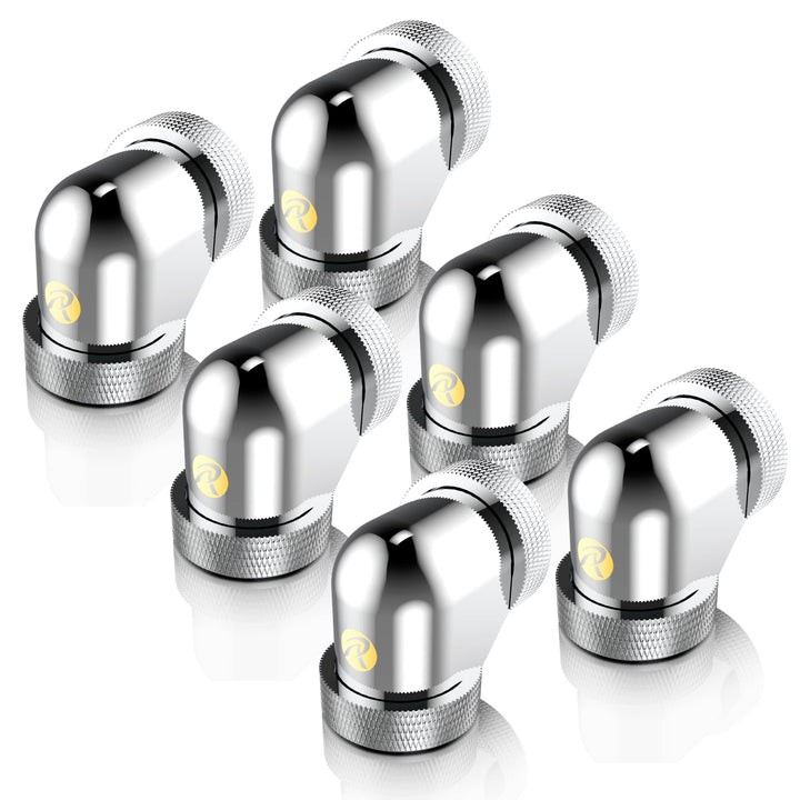 Raijintek Verbindungsstück PELIAS D140906, 14 mm, 90-Grad-Adapter, 6 Stück, silberfarben