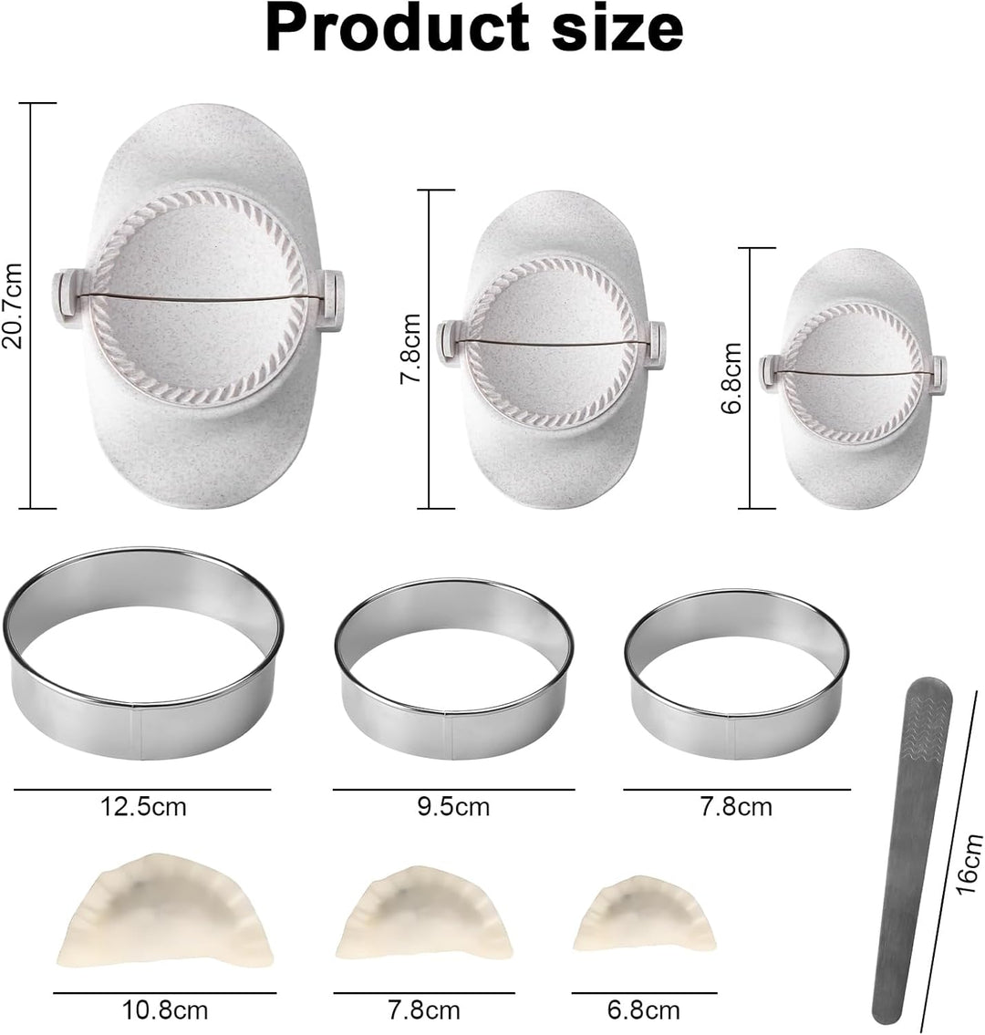 Dumpling Maker & Empanadas Maker Set - 3 Grössen Ravioli Former + Dough Cutter + Edelstahl Fülllöffe