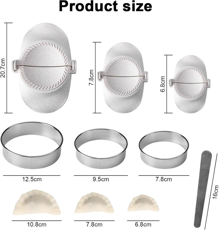 Dumpling Maker & Empanadas Maker Set - 3 Grössen Ravioli Former + Dough Cutter + Edelstahl Fülllöffe