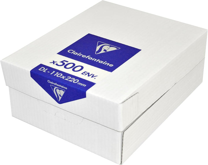Clairefontaine 10935C - Karton mit 500 Umschlägen DL-110x220mm, selbstklebend, 90g, mit Sichtfenster