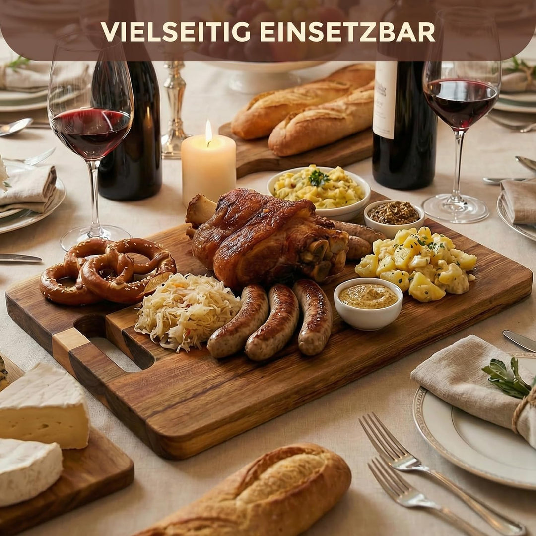 Einzugsgeschenke Wohnung - 38x28x2cm Akazienholz Schneidebrett mit Saftrille - Edles Einweihungsgesc