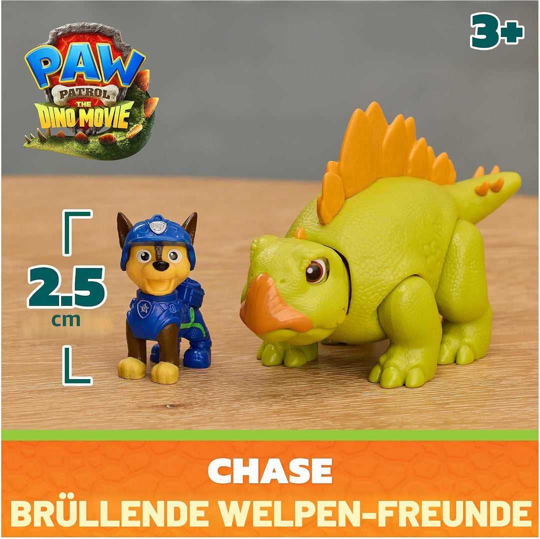 PAW PATROL: Der Dino Film, Roaring Pups, Chase-Figur &amp; Stegosaurus-Dino, der durch Bewegung mit real