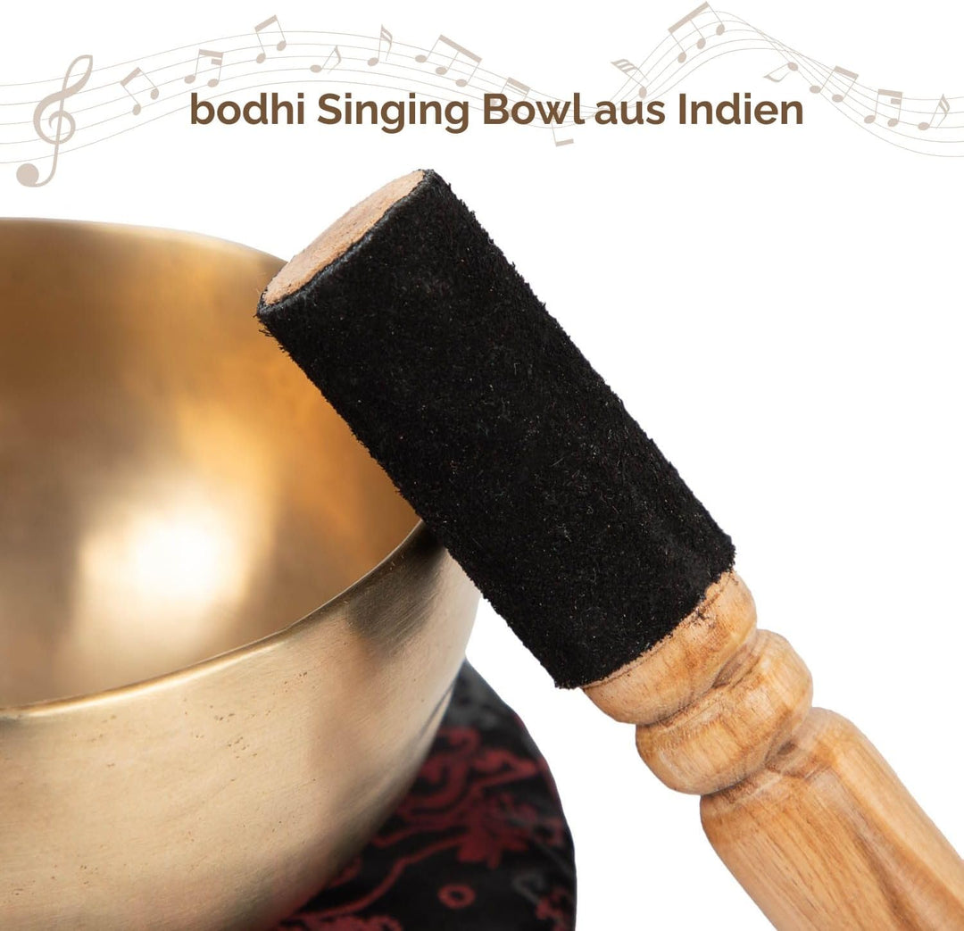 Bodhi Tibetische Klangschale Ø 13 cm | Handgefertigtes Klangschalen Set inkl. Kissen & Klöppel | Sin