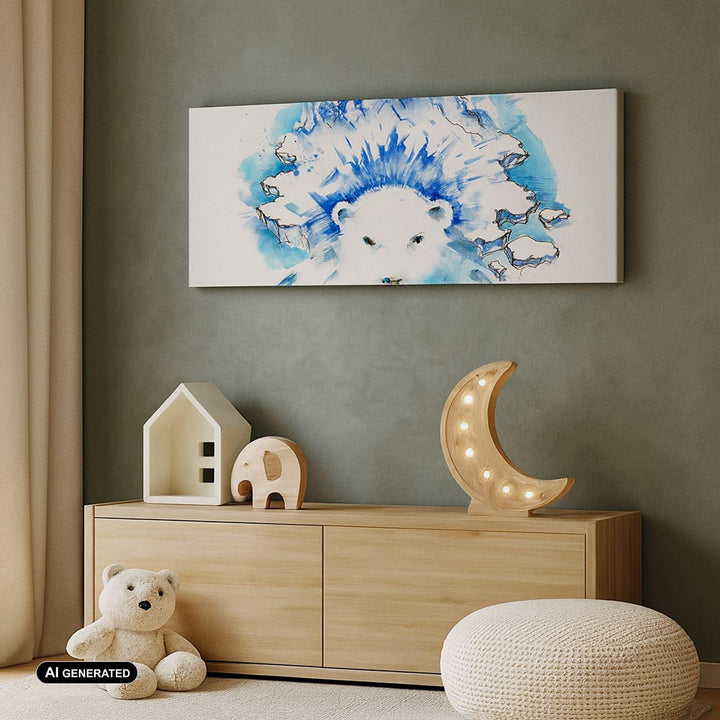 Wandbilder Dekoration Wohnzimmer Bär Eis Winter Arktis Panorama Bilder auf Leinwand 120x50cm Leinwan