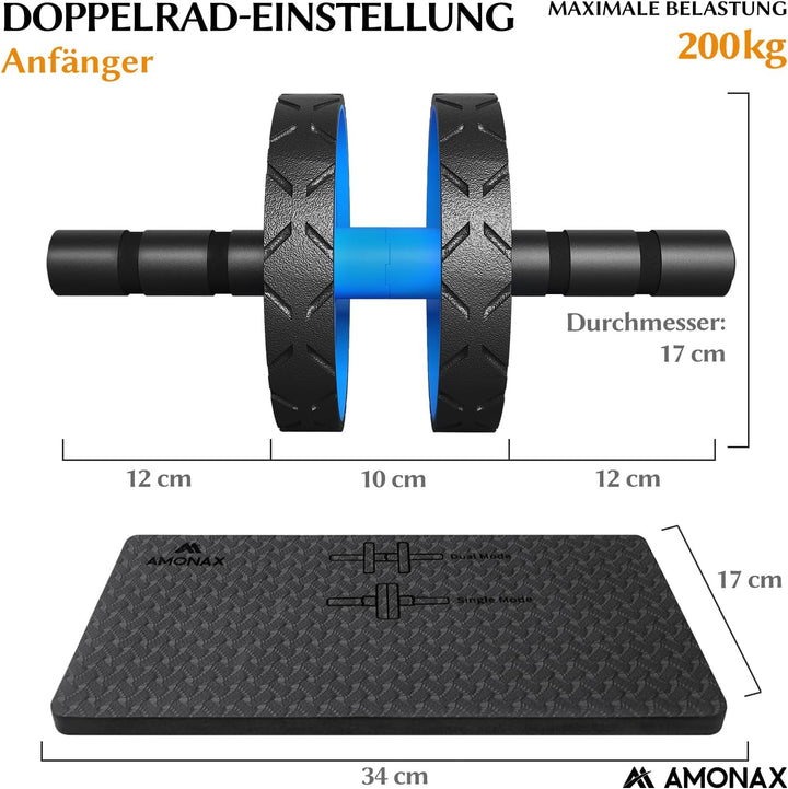 Amonax Bauchroller, bauchtrainer ab roller, bauchmuskeltrainer ab wheel set, mit Rutschfester, inkl.