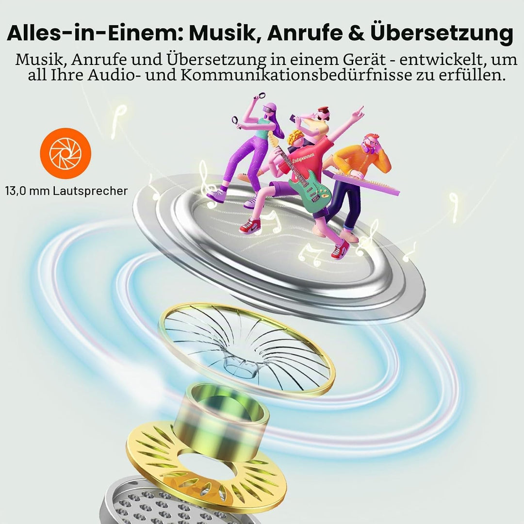 AI Kopfhörer Übersetzer, 3-in-1 Sprachübersetzer Kopfhörer 164 Sprachen mit App, 7 Übersetzungsmodi