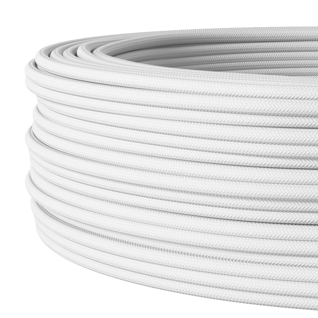 Textilkabel für Aufputz-Elektroinstallation, Rundkabel, dreiadrig (3×1.5mm²), Weiss - 50 Meter 50 Me