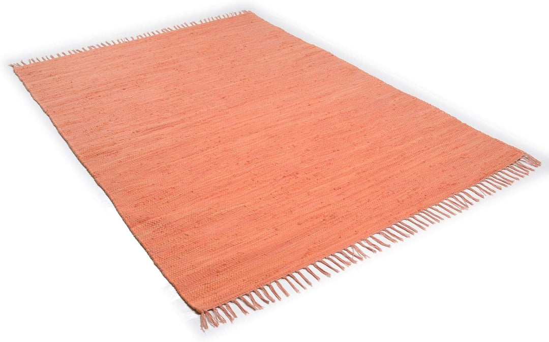 Theko | Dhurry Teppich aus 100% Baumwolle Flachgewebe Teppich Happy Cotton | handgewebt | Farbe: Ter