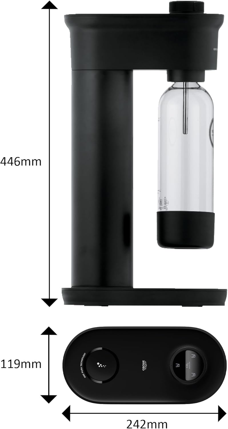 Grohe Blue Fizz - Wassersprudler inkl. Glaskaraffe (Glaskaraffe: 1l Volumen, 3 einstellbare CO2 Stuf