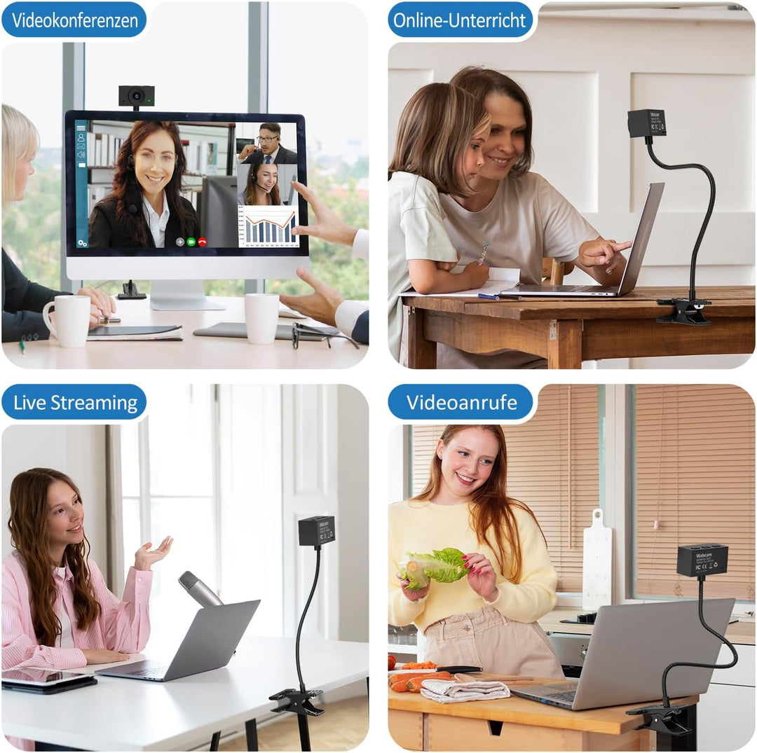 Webcam 1080P mit Mikrofon und Sichtschutzklappe – USB Webcam für PC, Laptop & Zoom, Augenkontakt-Kam