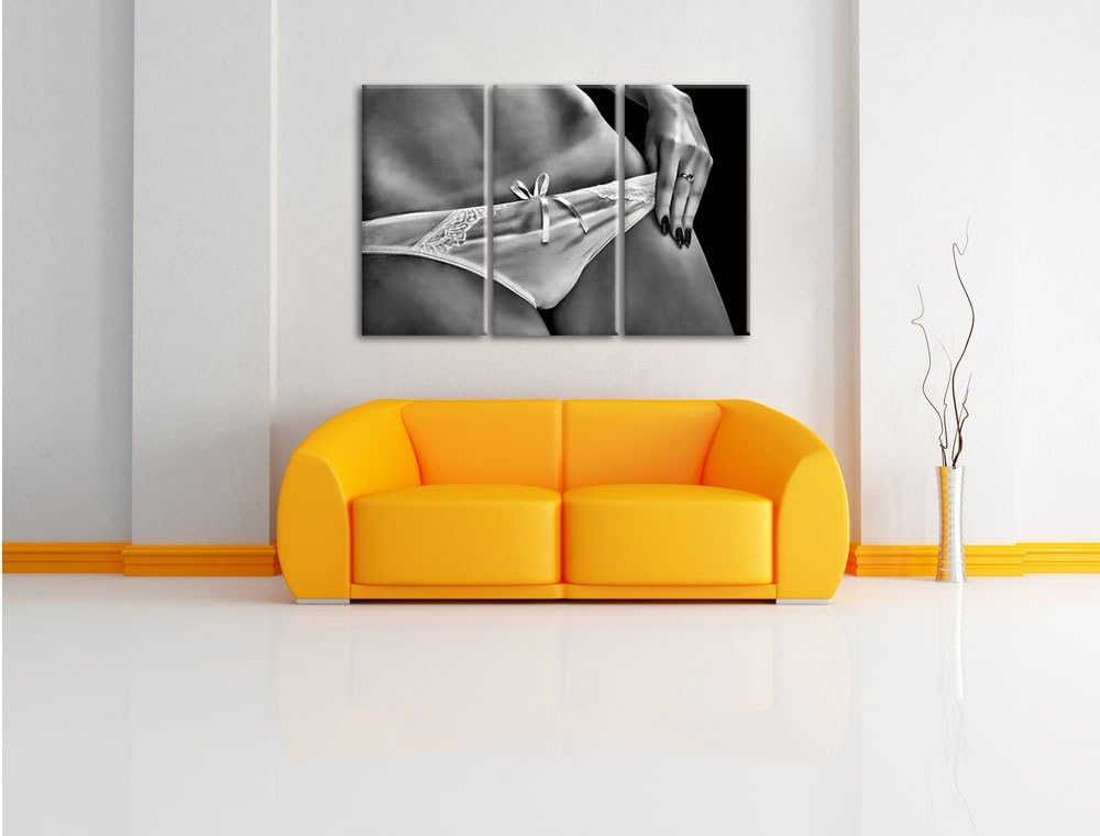 Pixxprint Sexy weisse Dessous als Leinwandbild/Grösse: 3 Teilig (120x80) cm/Wandbild/Kunstdruck/fert