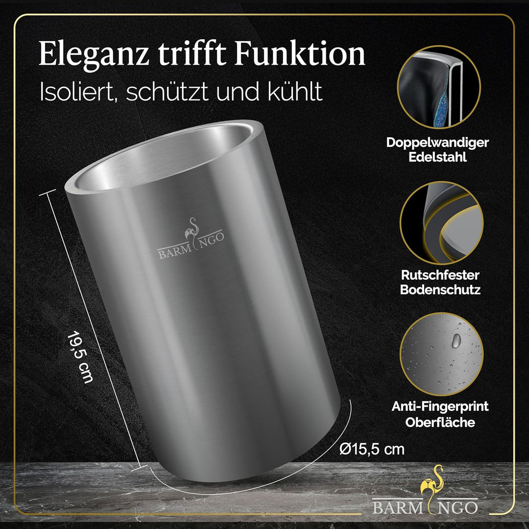 SPAR-SET: Eiswürfelbehälter & Weinkühler Set | 2l Eisbehälter Set mit Sieb, Eiswürfelform, Zange | S