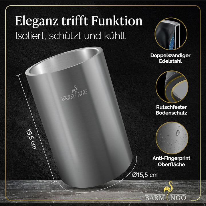 SPAR-SET: Eiswürfelbehälter & Weinkühler Set | 2l Eisbehälter Set mit Sieb, Eiswürfelform, Zange | S