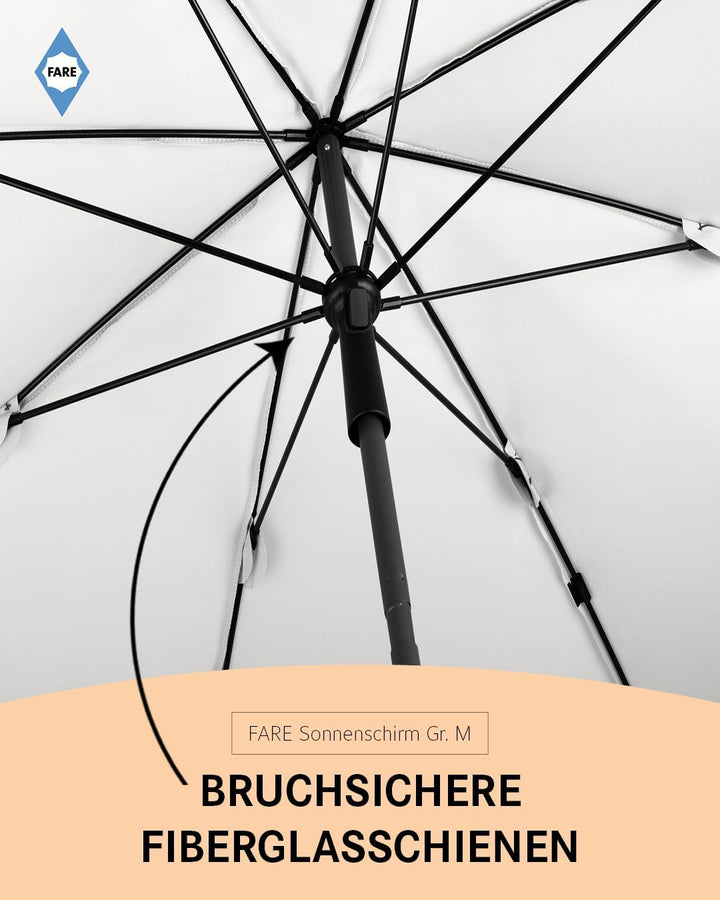 FARE Sonnenschirm Gr. M mit Volant - 180 cm Durchmesser - UV-Schutz 50+ für Balkon Garten Terrasse S