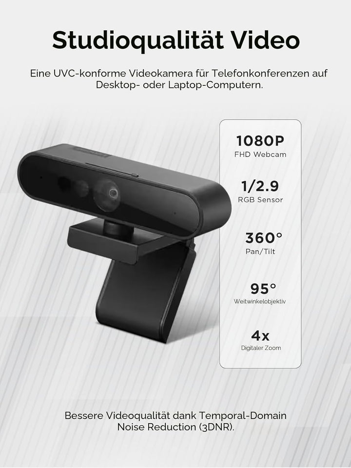 Unbekannt Lenovo Performance FHD Webcam - Webcam - schwenken/neigen Schwarz Einheitsgrösse, Schwarz