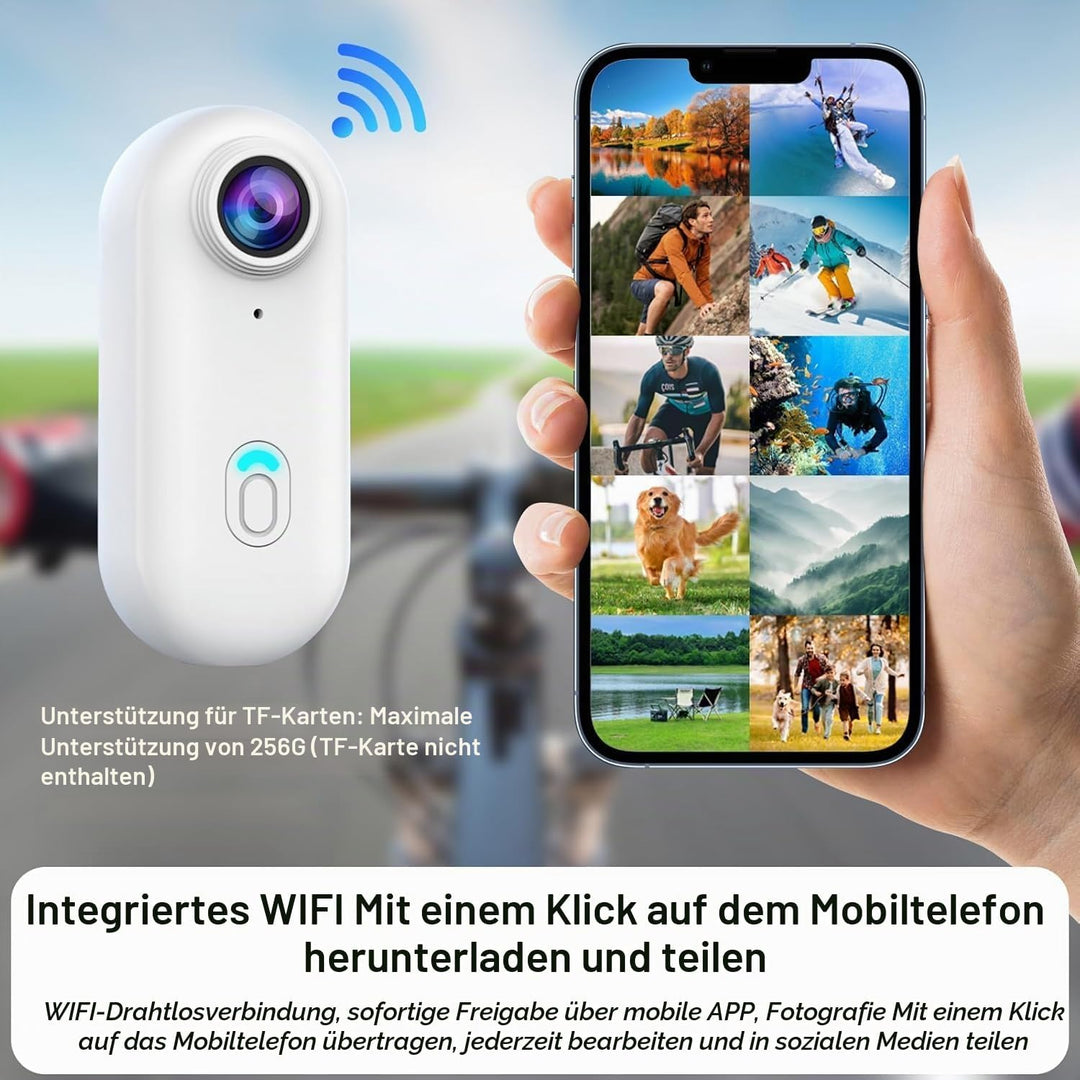 OBEST Mini Action Cam 360 Action Kamera WiFi Bodycam Körperkamera 1080P Wasserdicht Motorrad Helmkam