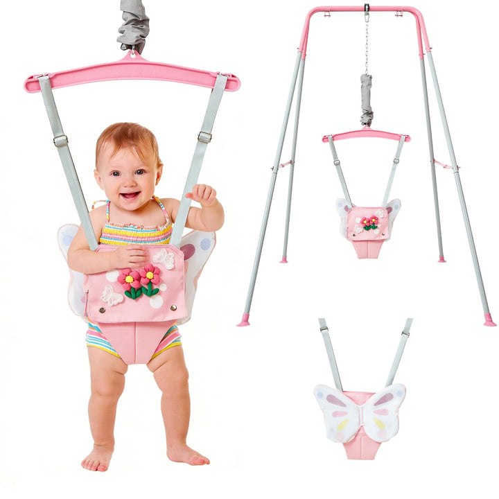 FUNLIO Baby-Hüpfsitz mit Ständer für 6–24 Monate, Hüpfsitz für drinnen und draussen, mit verstellbar
