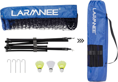 LARMNEE Badmintonnetz, Tennisnetz, 300cm|400cm|500cm Federballnetz höhenverstellbar, Set bestehend a