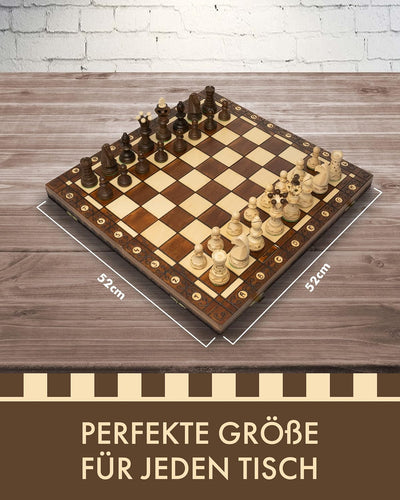 ChessEbook Schachspiel - Hochwertiges Schachbrett aus Holz - Chess Board Set klappbar - Schachbrett-