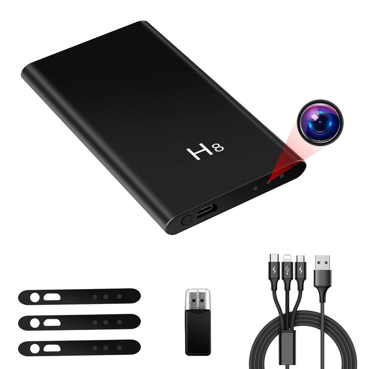 Mini HD 1080P Kamera,Powerbank Kleine Kamera 5000mAh mit Akku 3-in-1-Kabel,Videokamera mit Schwerkra