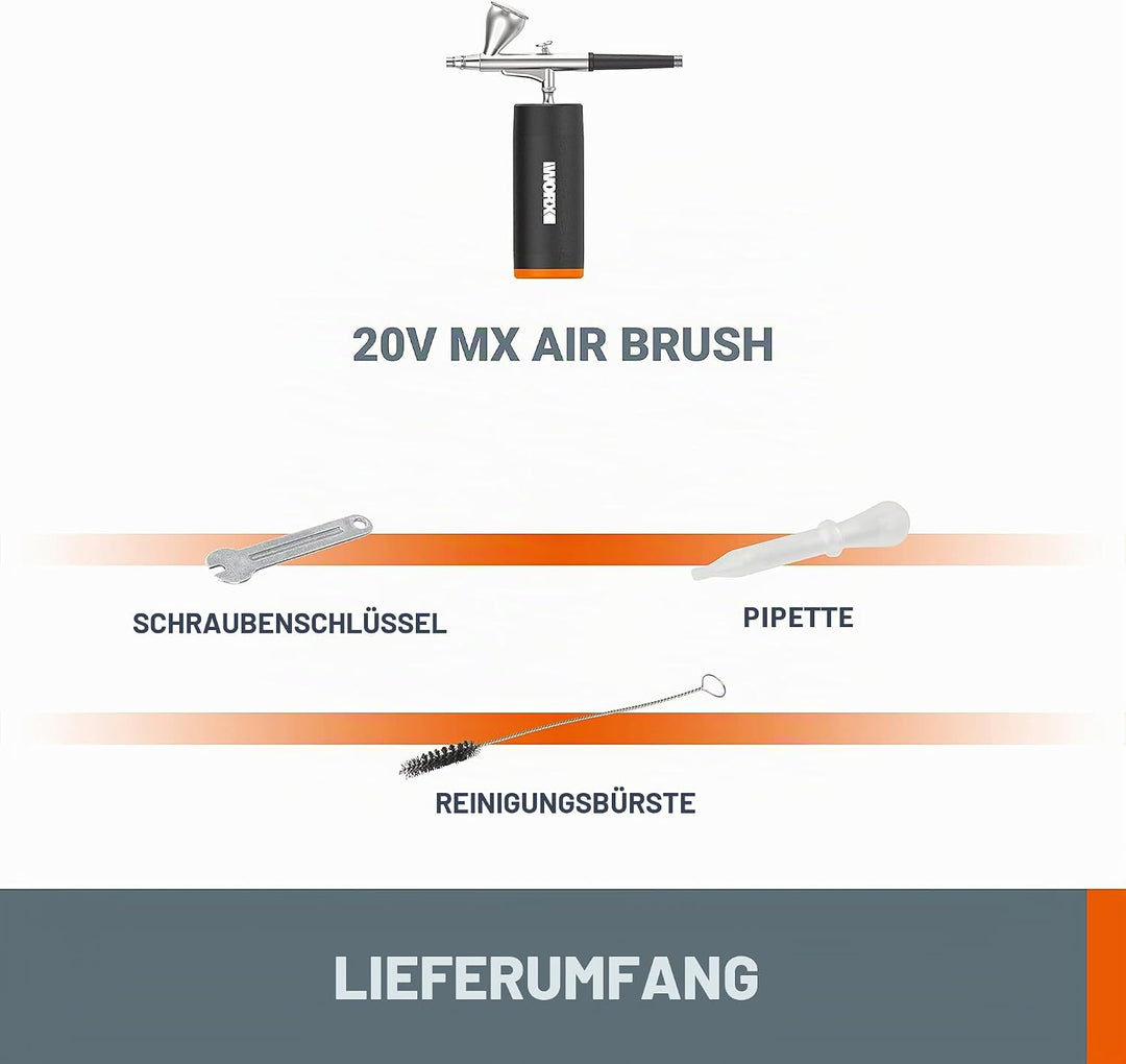 WORX Airbrush MakerX 20 V WORX | PowerShare | WX742.9 - ohne HUB und Akku und Ladegerät Schwarz