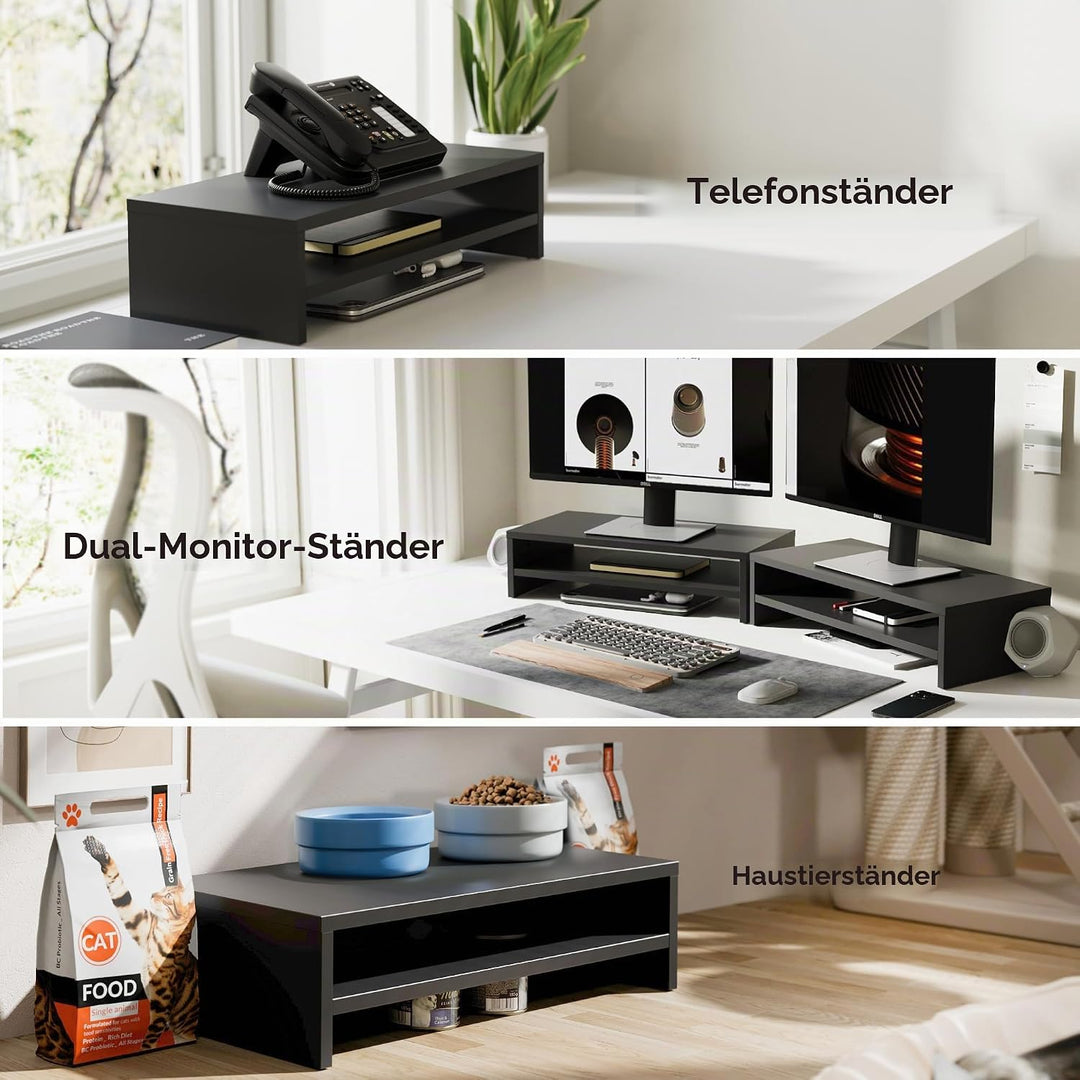 FITUEYES Monitorständer mit 2 Ebenen, 54 x 25,5 cm, Grosser Computer-Laptop-Ständer mit Stauraum für