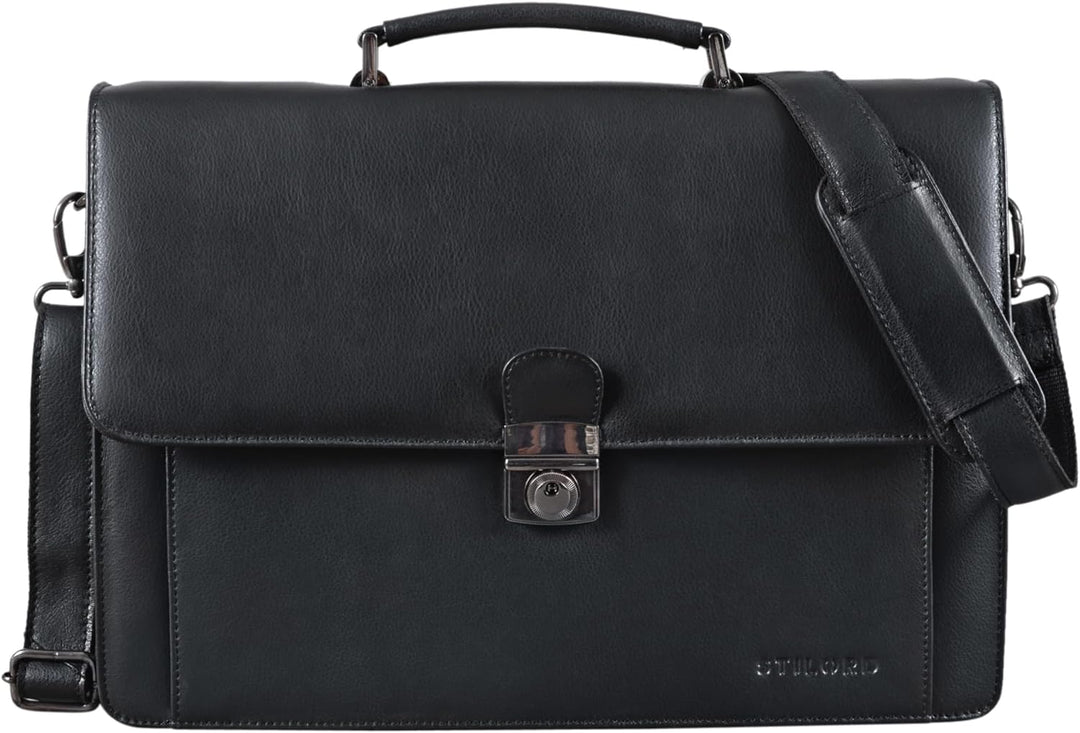 STILORD 'Angelo' Vintage Aktentasche Echtleder mit 15.6 Zoll Laptop-Fach Grosse Businesstasche mit Z