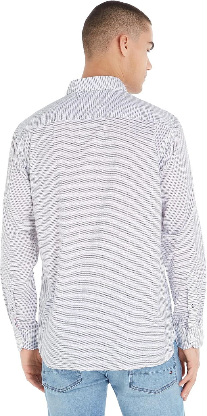 Tommy Hilfiger Herren Core Flex Mini Geo PRT Rf Shirt Freizeithemden S Weiss (White / Carbon Navy),