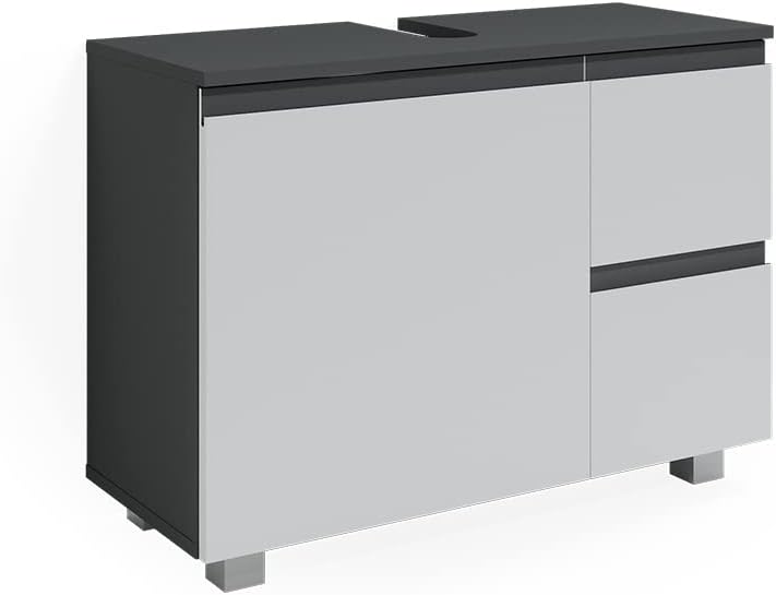 Vicco Waschbeckenunterschrank J-Shape, Weiss/Anthrazit, 80 x 60.8 cm, Weiss