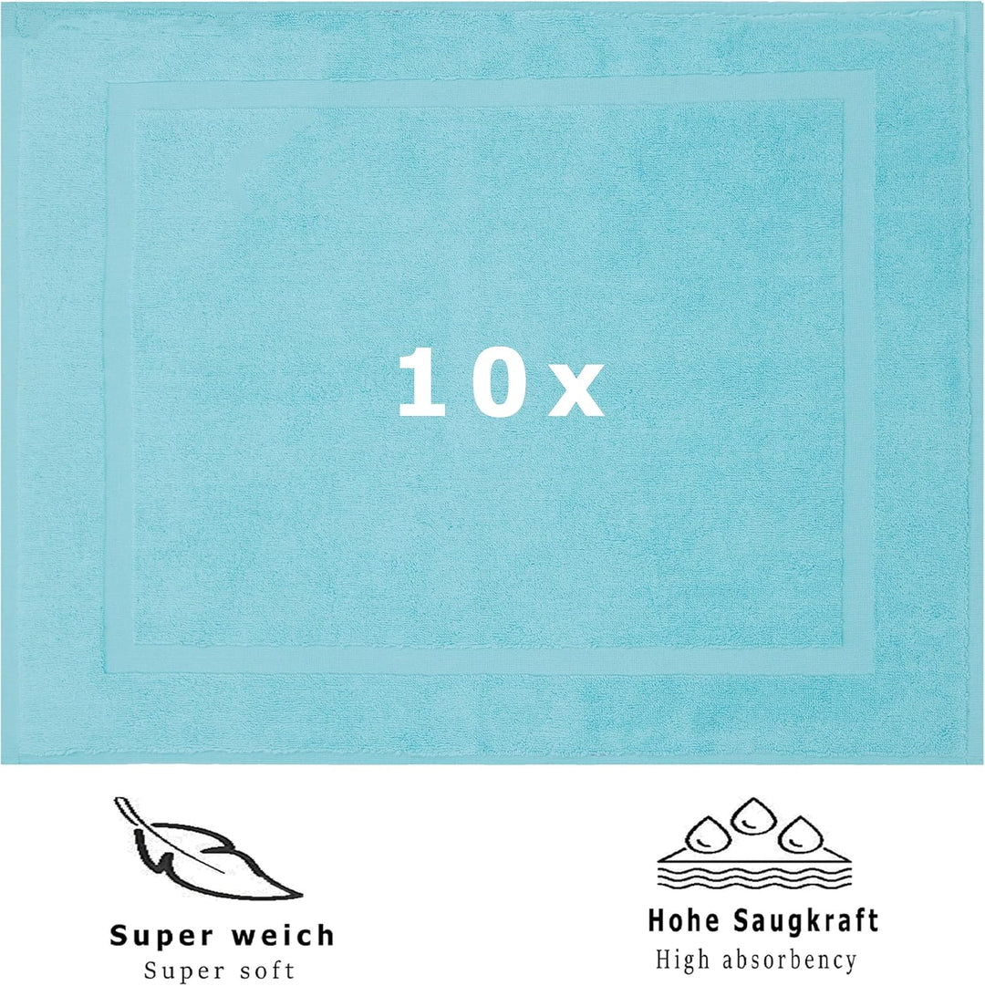 Betz Badvorleger Premium 10 Stück 50×70 cm – Badematte aus 100% Baumwolle (ca. 650 g/m²), saugstark